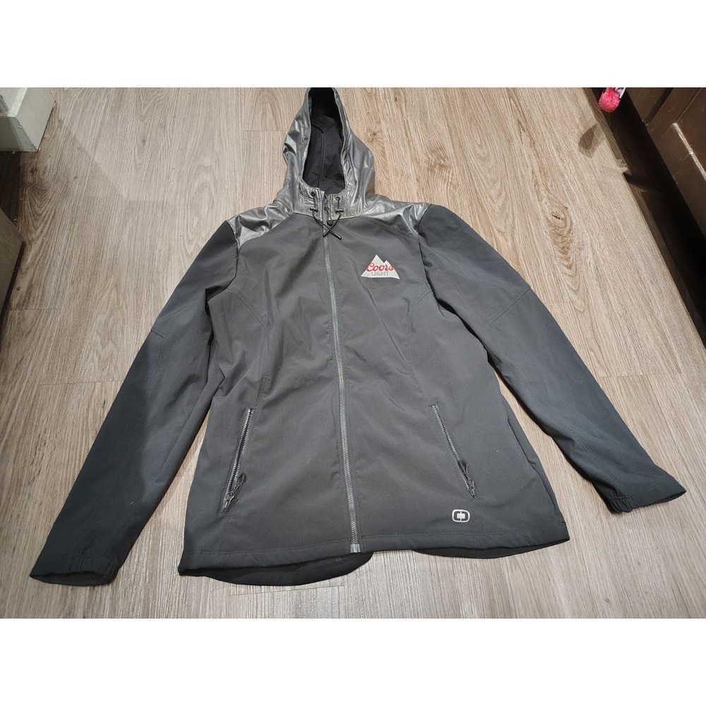 Men's Large OGIO Endurance Coors Light Soft Shell Jacket Black Gray Hooded